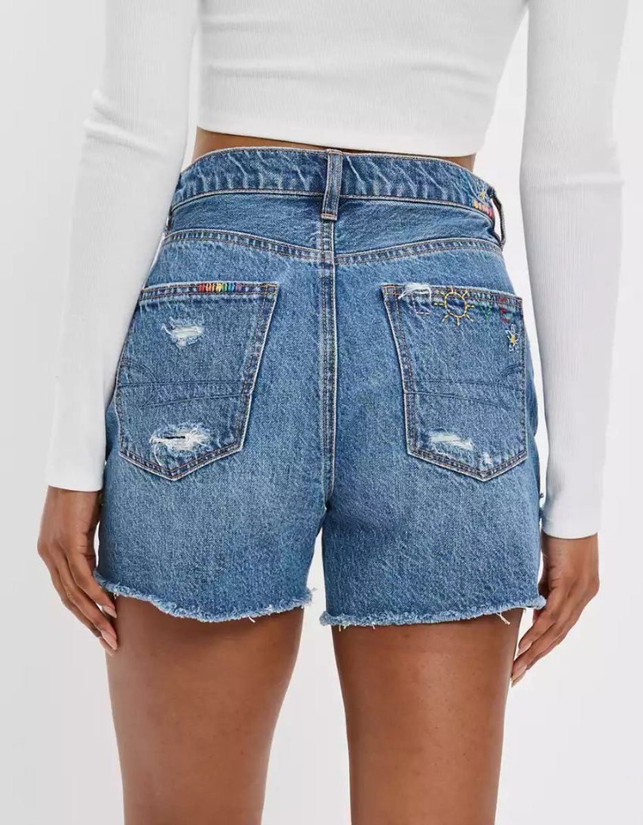 Shorts American Eagle AE Pride Denim Highest Taille Baggy Lavage Clair Femme | LAM-35604433